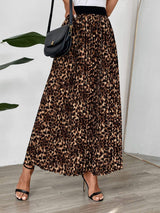 Perfee Pleated Leopard Maxi Skirt - Trendsi - Flyclothing LLC