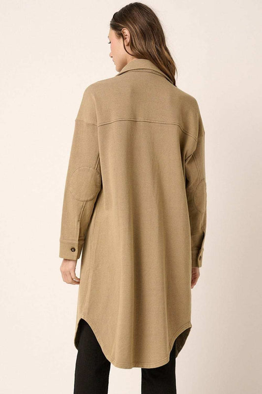 Mittoshop Acid Wash French Terry Longline Shacket - Trendsi - Flyclothing LLC