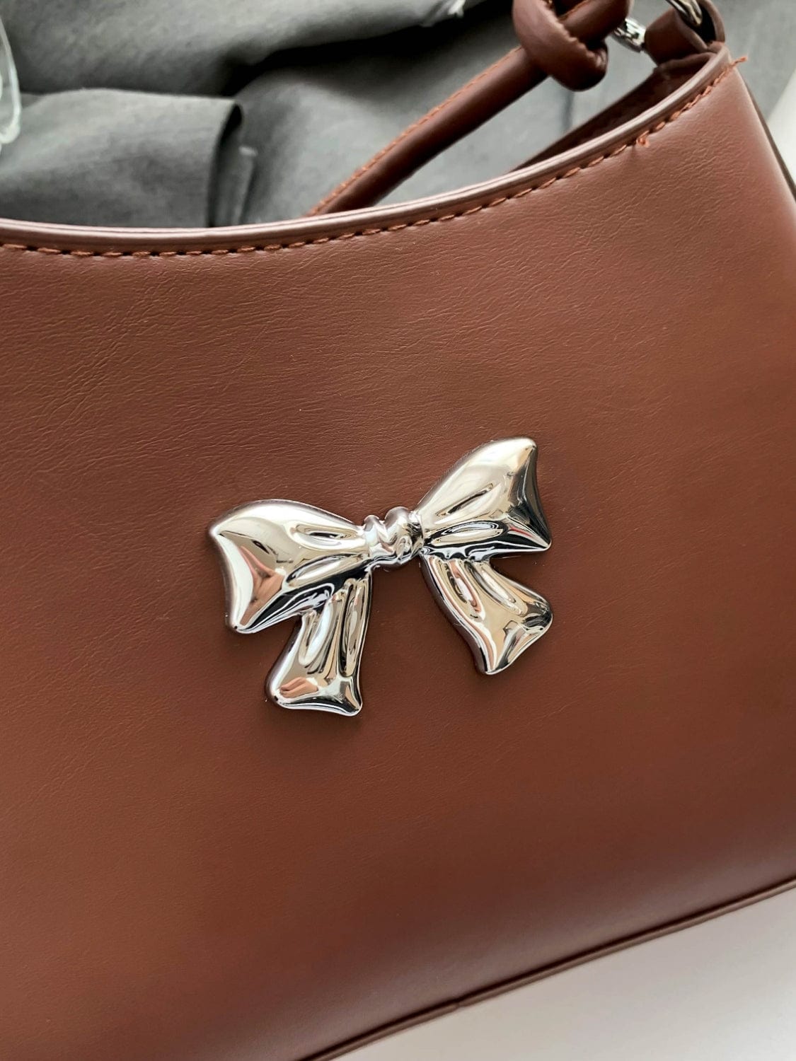 Bow PU Leather Knotted Strap Handbag - Trendsi