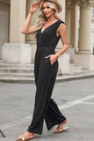 Surplice Wide Strap Jumpsuit with Pockets - Trendsi - Flyclothing LLC