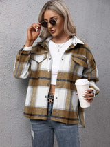 Ivy Lane Plaid Long Sleeve Shirt Jacket - Trendsi - Flyclothing LLC