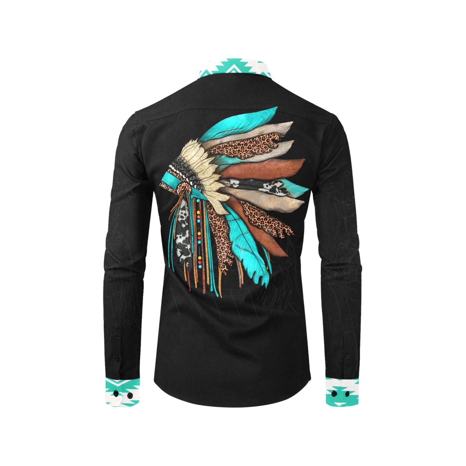Baha Ranch Indian Headdress Unisex Western Button UP Shirt