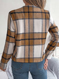 Plaid Open Front Long Sleeve Jacket - Trendsi - Flyclothing LLC