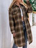 Plaid Button Up Long Sleeve Shacket - Trendsi - Flyclothing LLC