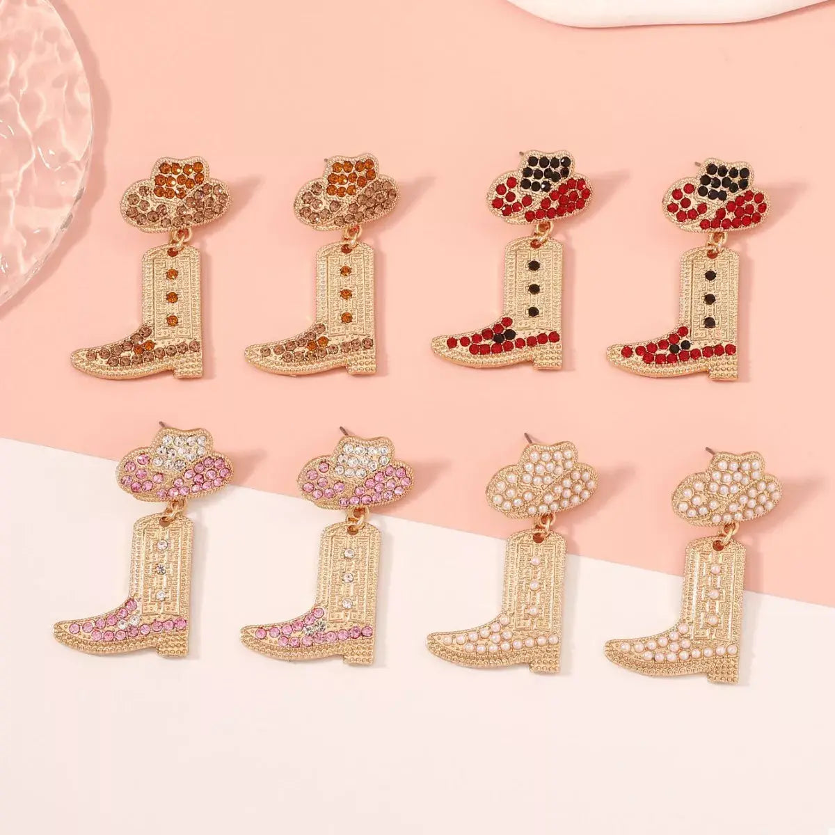 Rhinestone Cowboy Boot Dangle Earrings - Trendsi - Flyclothing LLC