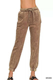 Zenana Acid Wash Fleece Sweatpants with Pockets - Trendsi - Flyclothing LLC
