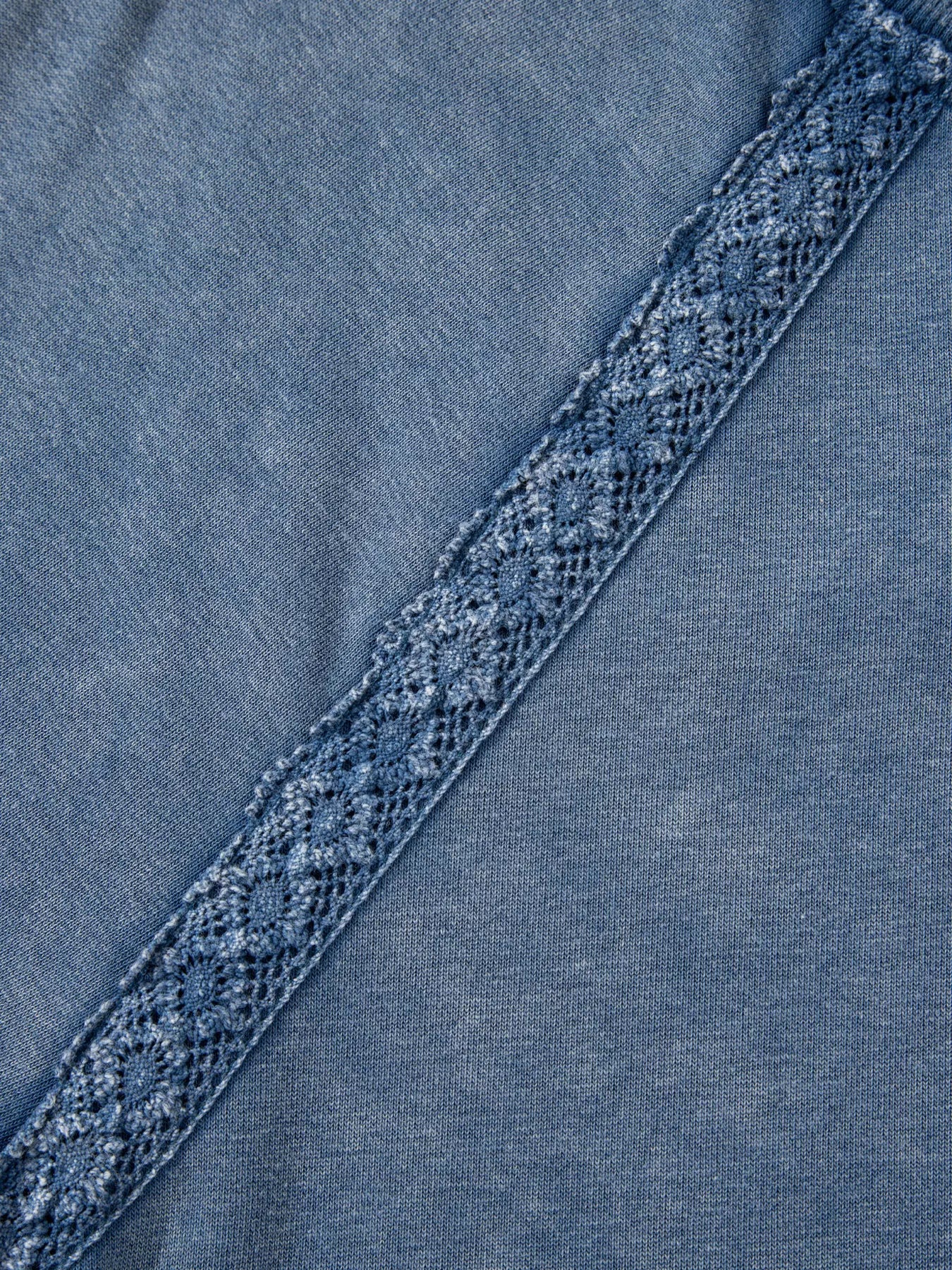 Lace Patchwork Detail Notched Neck Mineral Wash Baggy Sweatshirt - Trendsi - Flyclothing LLC