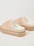 Faux Fur Suede Platform Slippers - Trendsi - Flyclothing LLC