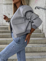 Baseball Collar Dropped Shoulder Jacket - Trendsi - Flyclothing LLC