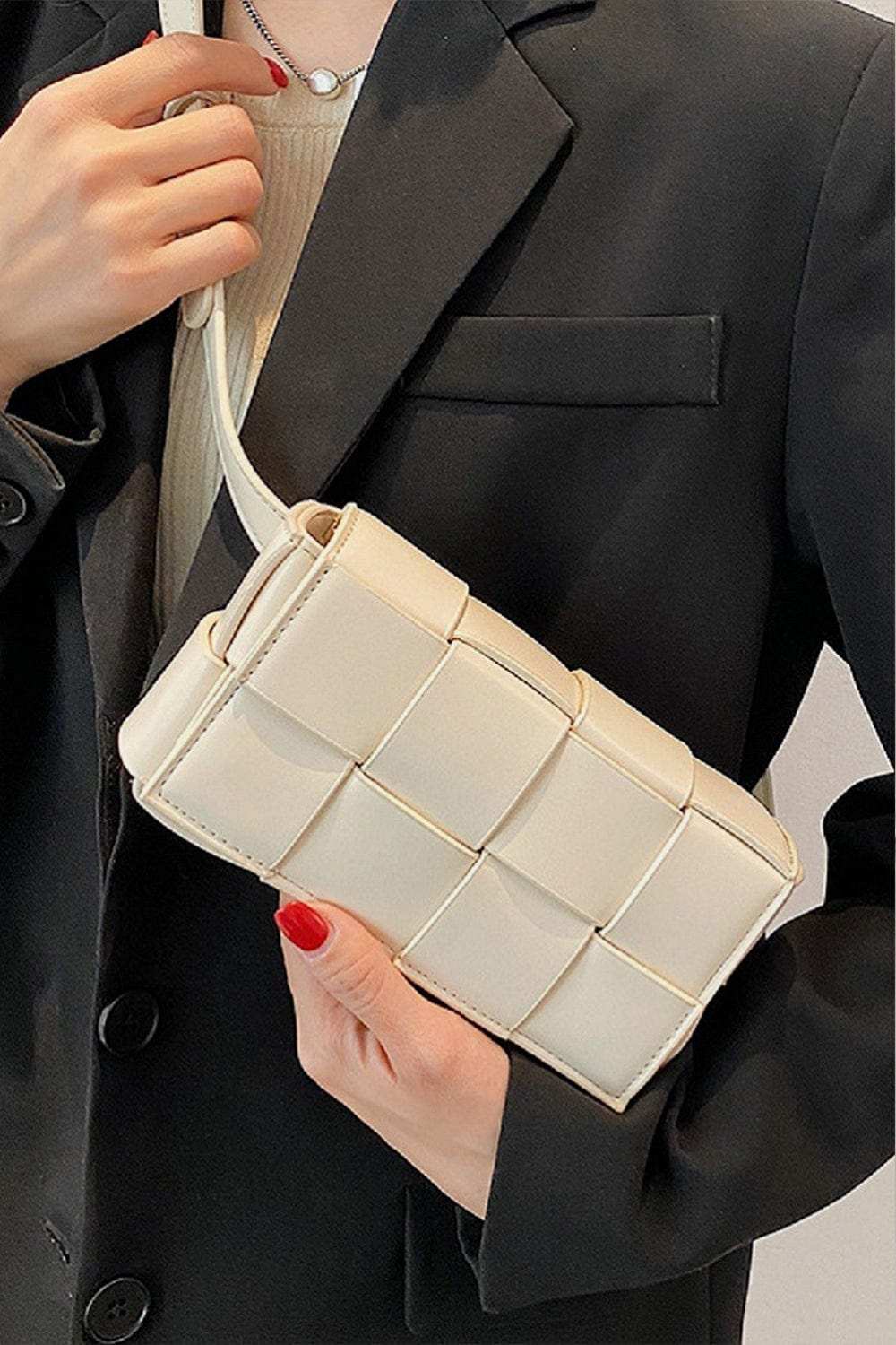 Zenana Vegan Leather Woven Crossbody Bag - Trendsi - Flyclothing LLC