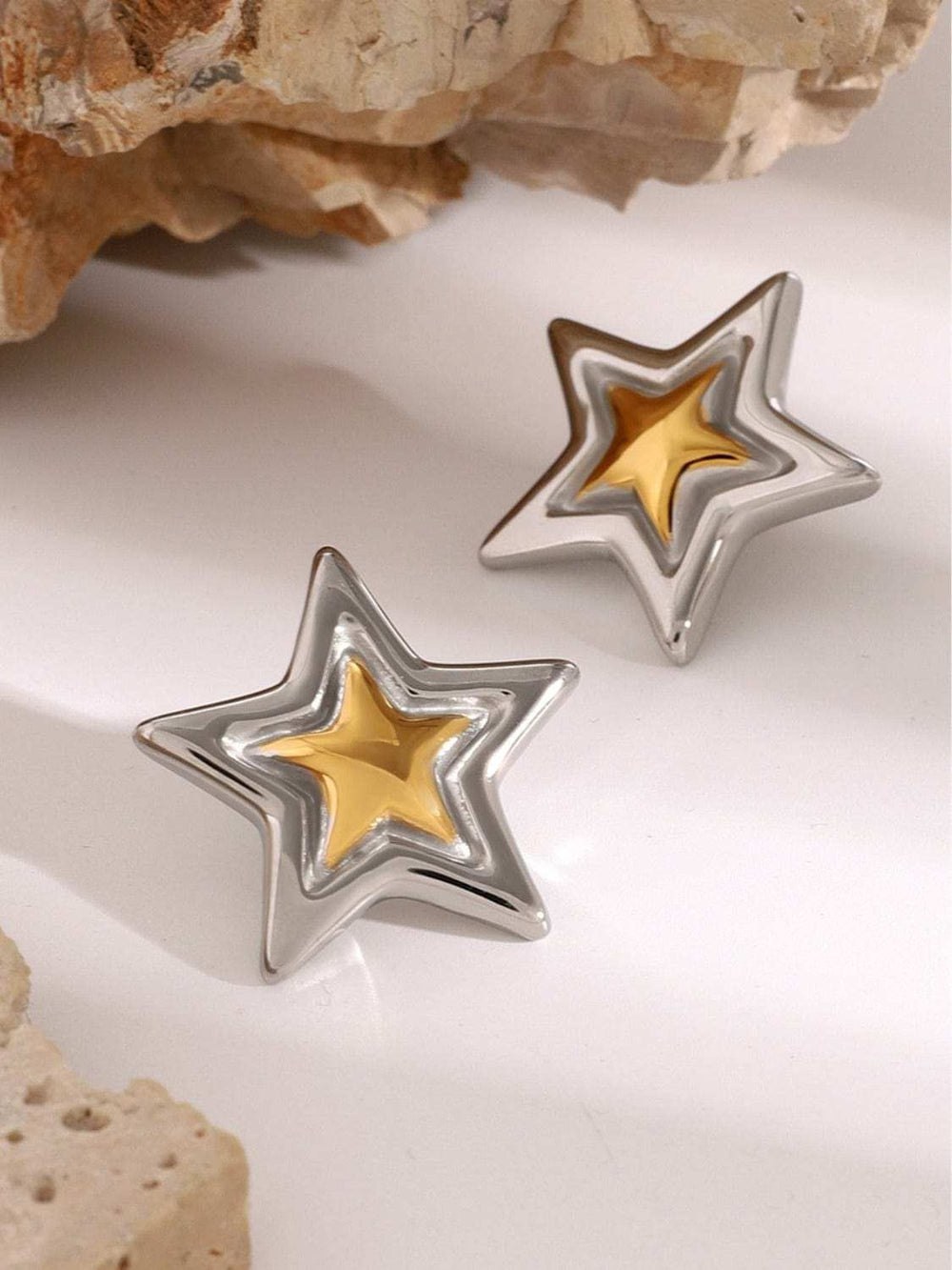Stainless Steel Star Stud Earrings - Trendsi - Flyclothing LLC