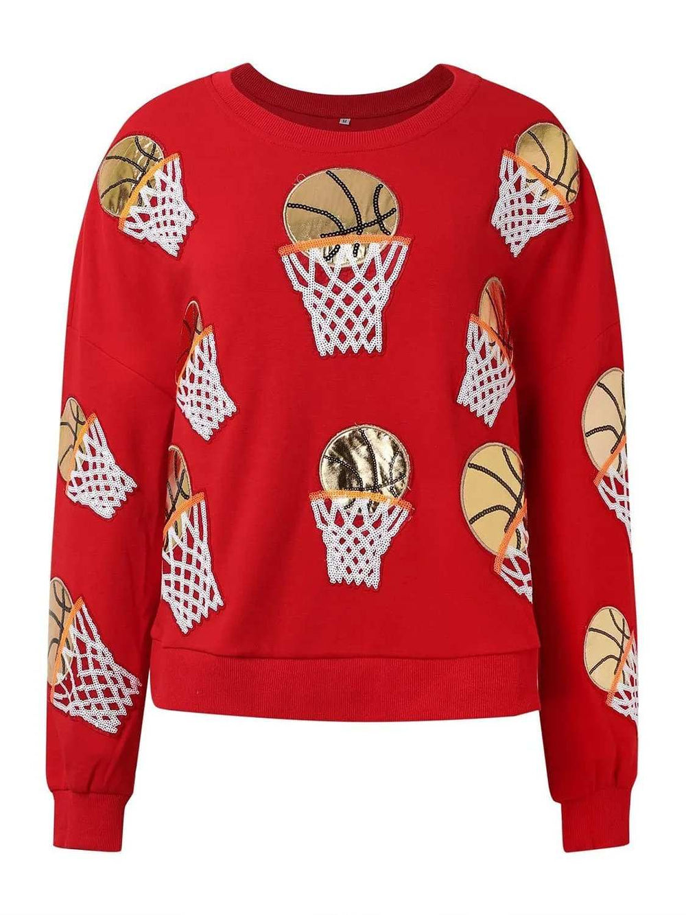 Basketball Round Neck Long Sleeve Sweatshirt - Trendsi - Flyclothing LLC