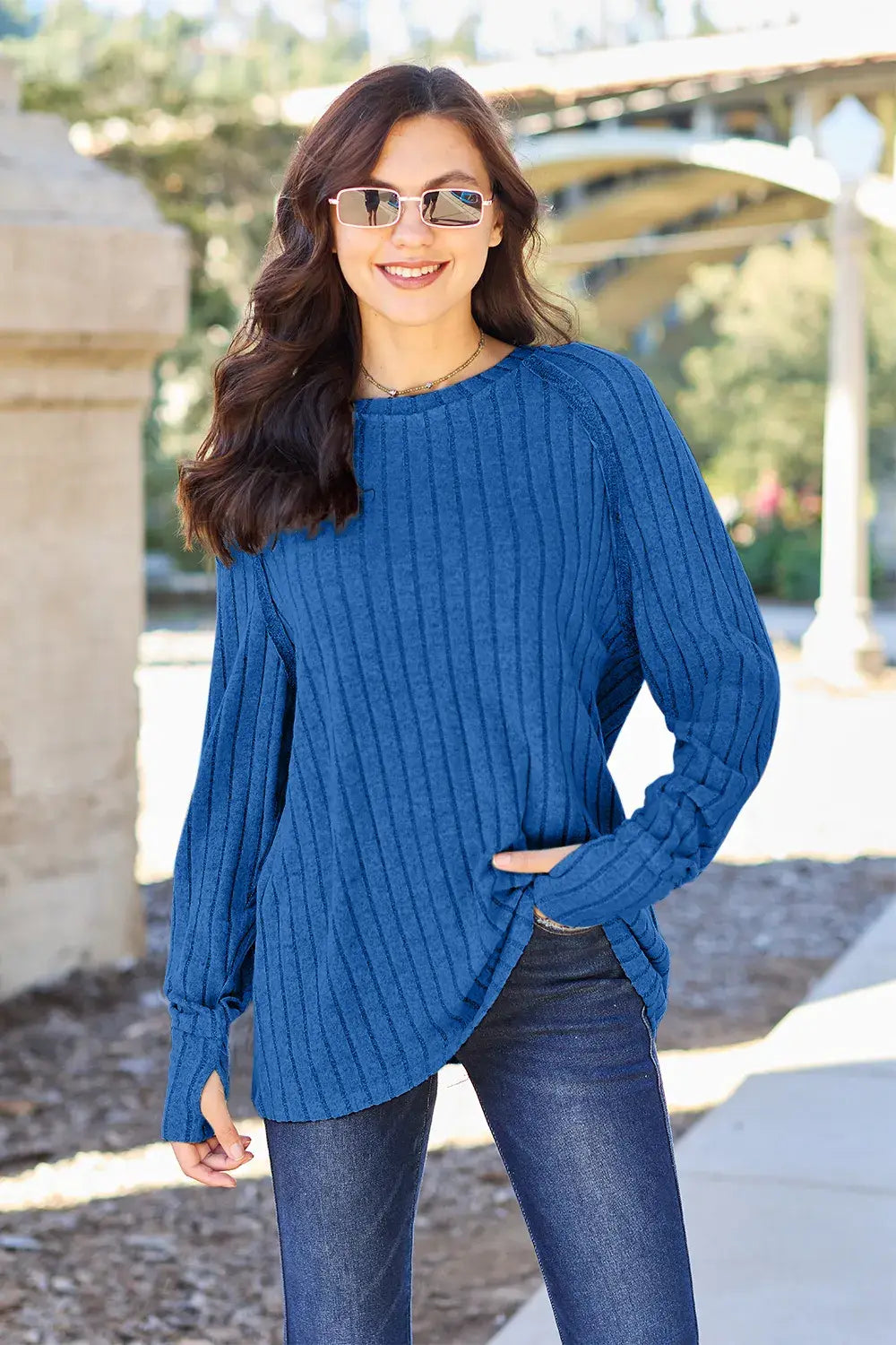 Basic Bae Full Size Ribbed Round Neck Long Sleeve Knit Top - ShopBasicbae - Flyclothing LLC