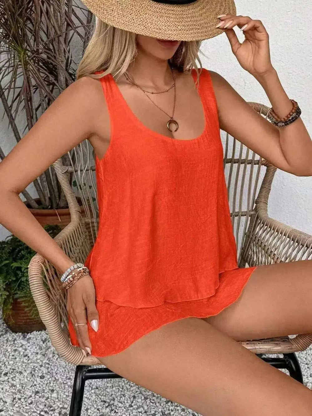 Wide Strap Layered Tank - Trendsi - Flyclothing LLC