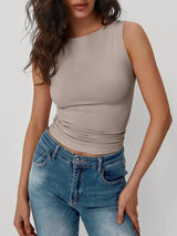 Solid Round Neck Tank - Trendsi - Flyclothing LLC
