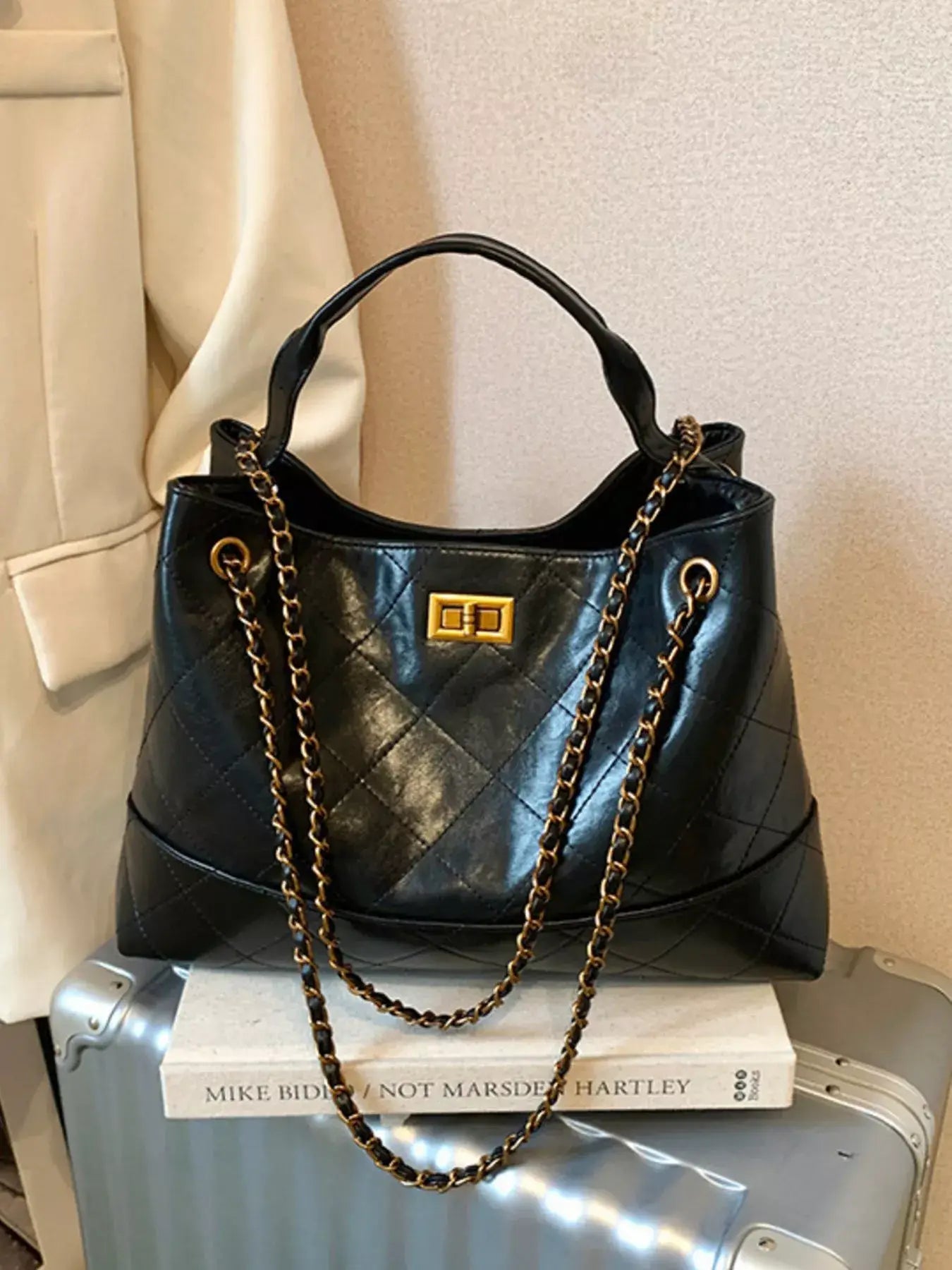 Quilted Leather Chain Strap Crossbody Bag - Trendsi - Flyclothing LLC