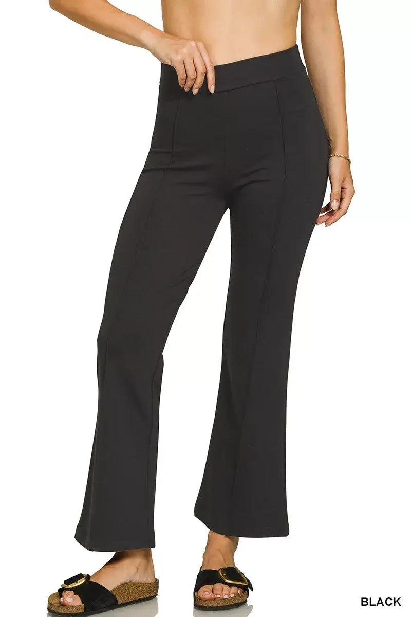 Zenana Heavy Ponte Elastic Waistband Pintuck Pants - Trendsi - Flyclothing LLC