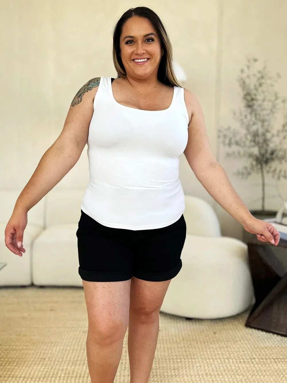 Basic Bae Full Size Square Neck Wide Strap Tank - Trendsi - Flyclothing LLC