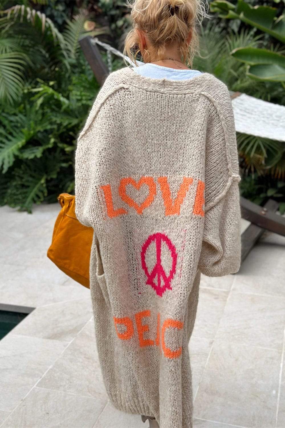 Letter Dropped Shoulder Long Sleeve Cardigan - Trendsi - Flyclothing LLC