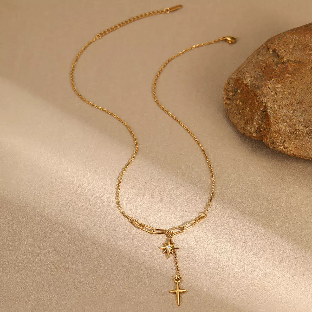 18K Gold-Plated Cross Necklace - Trendsi - Flyclothing LLC