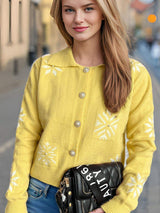Pearl Trim Collared Neck Long Sleeve Cardigan - Trendsi - Flyclothing LLC