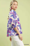 Umgee Paisley Print Button Front Blouse with Scallop Trim Detail - Trendsi - Flyclothing LLC