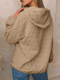 Textured Long Sleeve Hoodie with Pockets - Trendsi - Flyclothing LLC