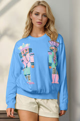 Double Take Full Size Sequin Nutcracker Long Sleeve Sweater - Trendsi