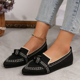 knitted Slip-On Flats with Bow - Trendsi