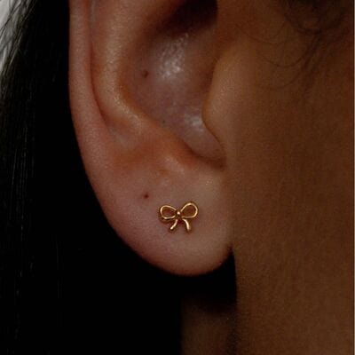 Copper Bow Stud Earrings - Trendsi