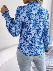 Floral Collared Neck Long Sleeve Shirt - Trendsi