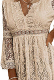 Lace V-Neck Three-Quarter Sleeve Dress - Trendsi - Flyclothing LLC