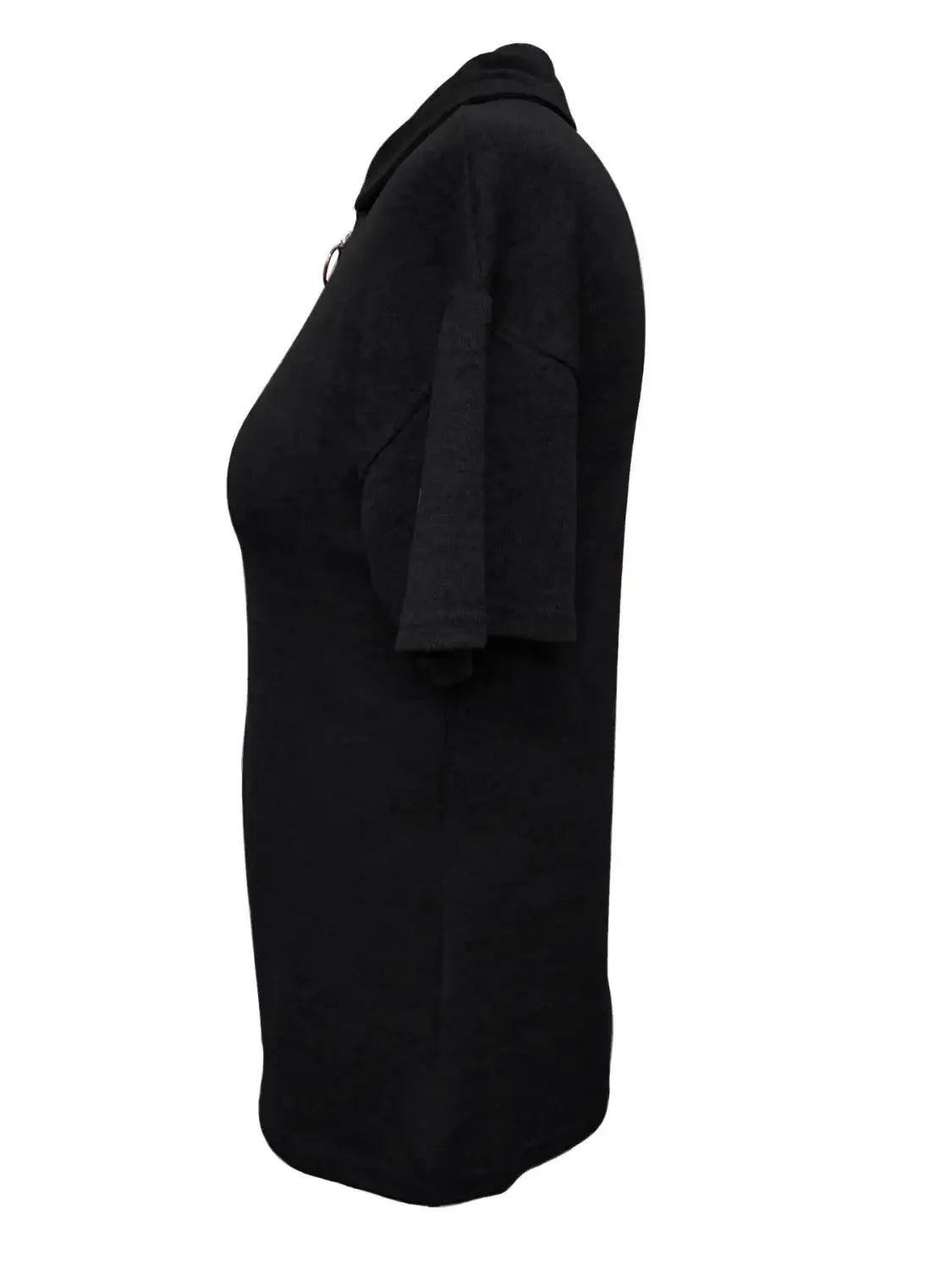 Zip Collar Short Sleeve Top - Trendsi - Flyclothing LLC