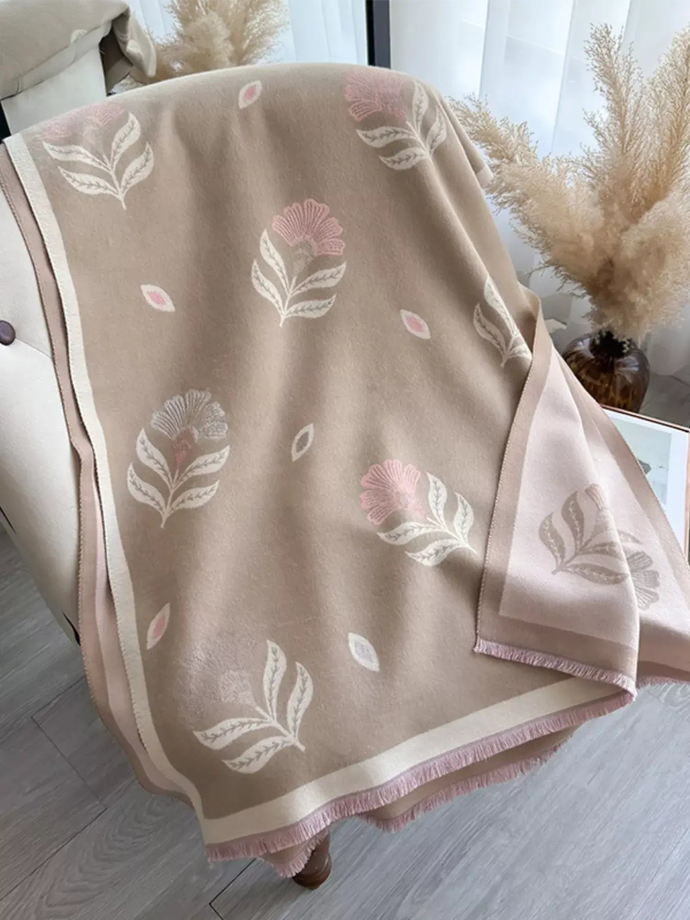 Printed Raw Hem Shawl - Trendsi - Flyclothing LLC