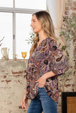 Sew In Love Paisley Print V-Neck Top - Trendsi