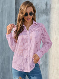 Full Size Collared Neck Long Sleeve Shirt Plus Size - Trendsi - Flyclothing LLC