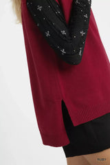 Umgee High-Low Turtleneck Sleeveless Sweater Top - Trendsi - Flyclothing LLC