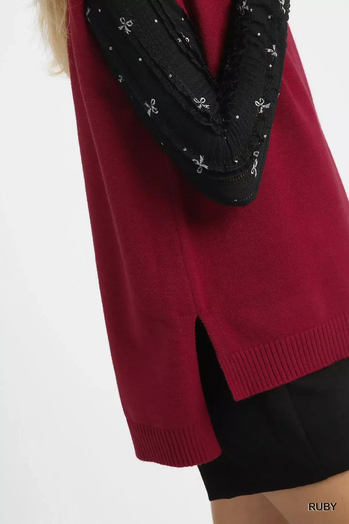 Umgee High-Low Turtleneck Sleeveless Sweater Top - Trendsi - Flyclothing LLC