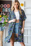 Heimish Full Size Half Sleeve Floral Open Cardigan Plus Size - Trendsi