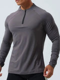 Men's Plus Size Quarter Zip Long Sleeve Top - Trendsi