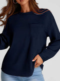 Full Size Texture Round Neck Long Sleeve Sweatshirt - Trendsi - Flyclothing LLC