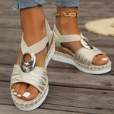 Peep Toe Wedge Sandals - Trendsi - Flyclothing LLC