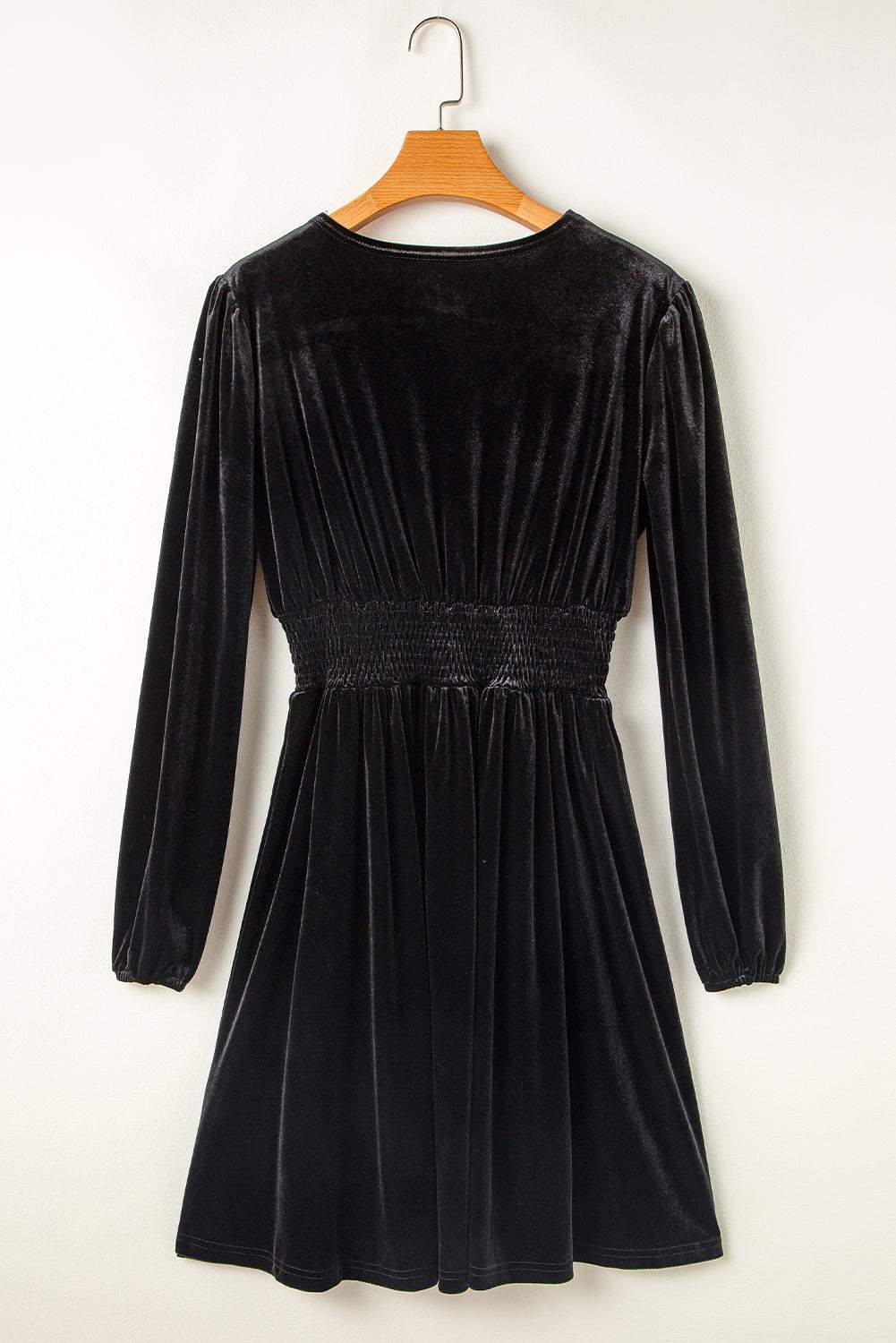 Surplice Long Sleeve Velvet Dress - Trendsi - Flyclothing LLC
