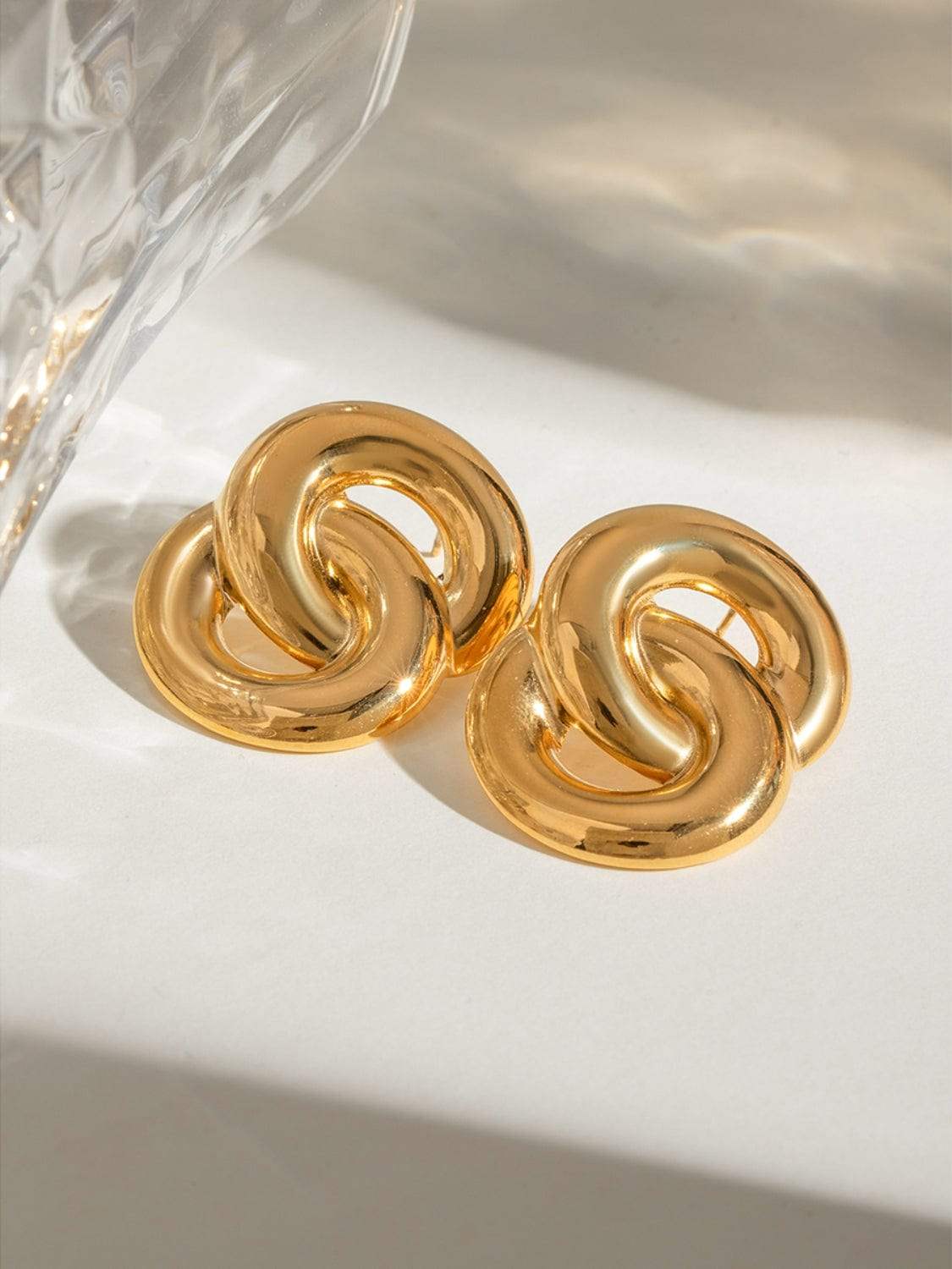 18K Gold-Plated Stainless Steel Knotted Earrings - Trendsi - Flyclothing LLC