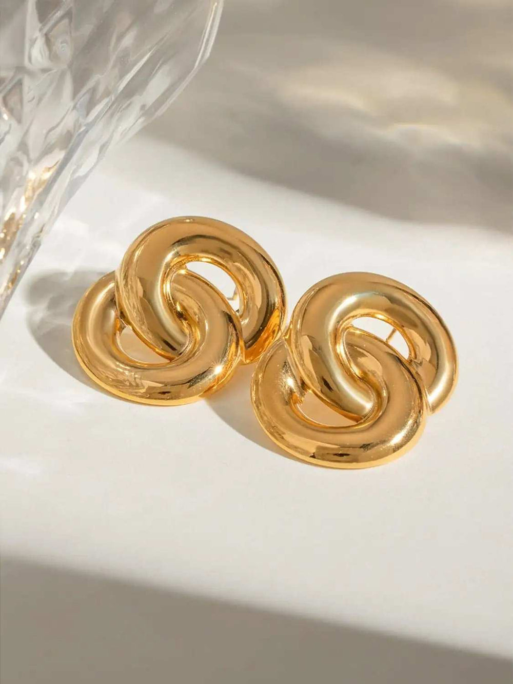 18K Gold-Plated Stainless Steel Knotted Earrings - Trendsi - Flyclothing LLC