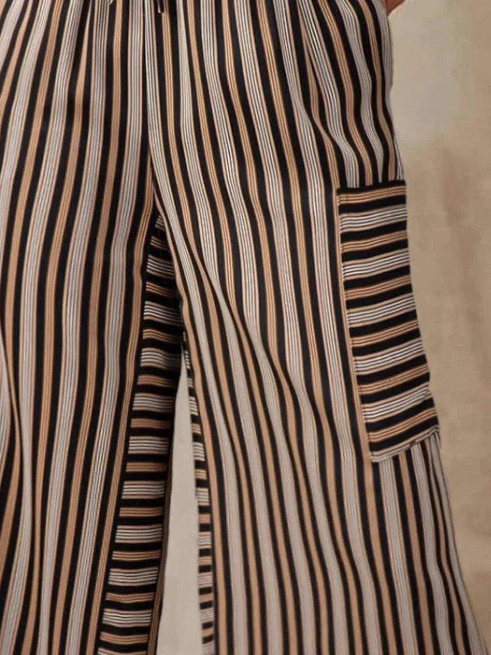 Contrast Striped Wide leg Pants - Trendsi - Flyclothing LLC