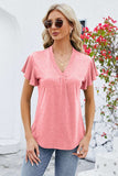 V-Neck Flutter Sleeve T-Shirt - Trendsi - Flyclothing LLC