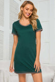 Contrast Trim Short Sleeve Lounge Dress - Trendsi - Flyclothing LLC