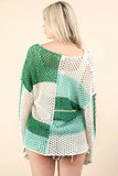 VERY J Color Block Oversized Summer Knit Cover Up - Trendsi