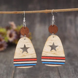 Cutout Star & Stripes Wooden Dangle Earrings - Trendsi - Flyclothing LLC